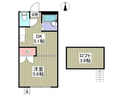 大宮第22(1K/1階)の間取り写真