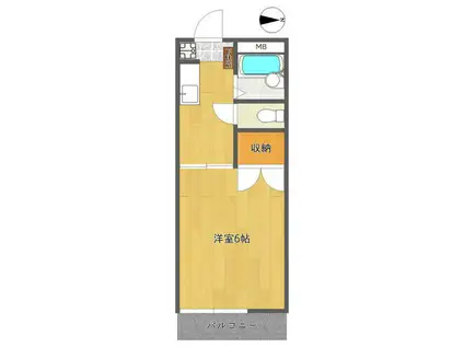 ヴェルデュハウス(1K/2階)の間取り写真