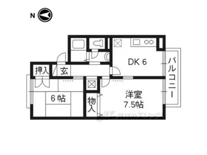 アールグランツ京都安朱サウス(2DK/2階)の間取り写真