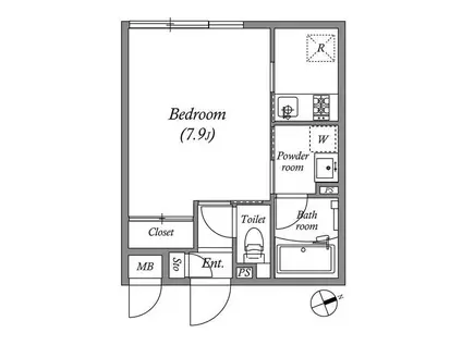 GRANDUO千歳船橋IV(1K/2階)の間取り写真