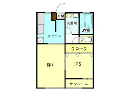 ラ・メール吉尾A(2K/1階)の間取り写真