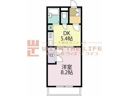 ワンバイワン(1DK/2階)の間取り写真