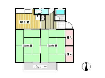 ひばりヶ丘ハイツ1(2K/1階)の間取り写真
