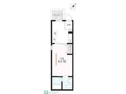 ハーミットクラブハウスソフィア横浜生麦駅前(1K/3階)の間取り写真