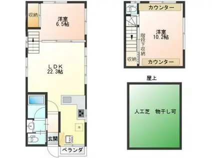 パレス横尾(2LDK/4階)の間取り写真