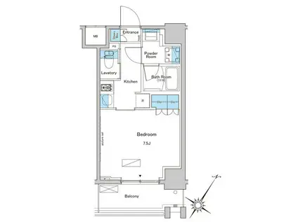 ルフォンプログレ南大塚(1K/7階)の間取り写真