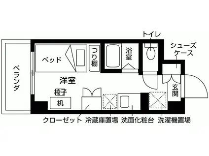 プライマルD三鷹(ワンルーム/1階)の間取り写真