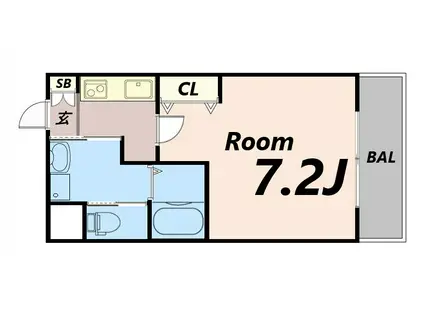 AILE尼崎西(1K/4階)の間取り写真