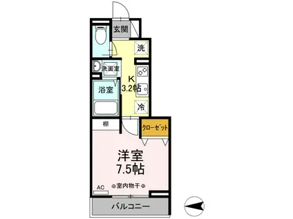 セジュール新秋津(1K/1階)の間取り写真