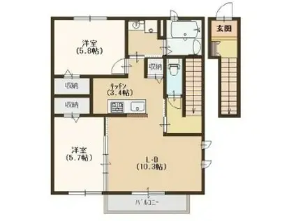 メゾンFB(2LDK/2階)の間取り写真