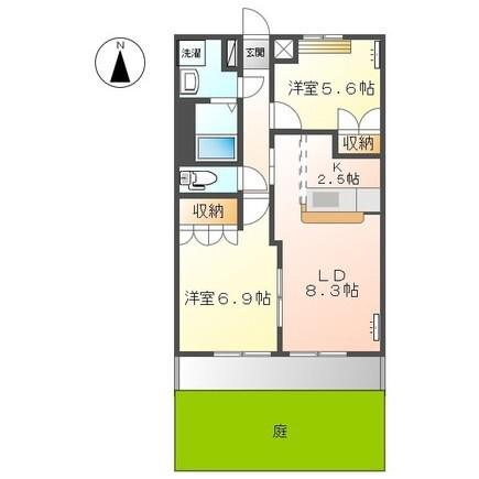 ベルメゾン(2LDK/1階)の間取り写真
