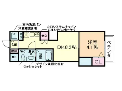リーガルコート川西小花I(1DK/7階)の間取り写真
