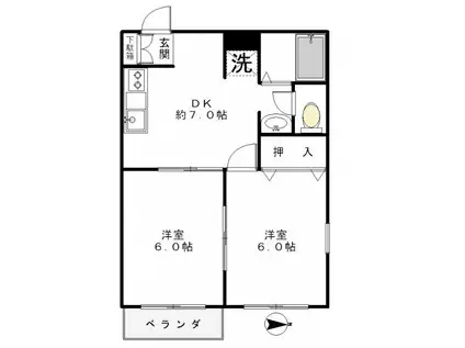 第3藤田コーポ(2DK/2階)の間取り写真