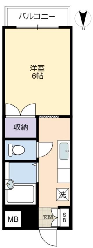 ロイヤルヒルズ石室(ワンルーム/2階)の間取り写真