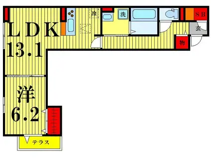 ラウレア六町(1LDK/1階)の間取り写真