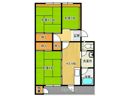 花山東団地(3K/8階)の間取り写真