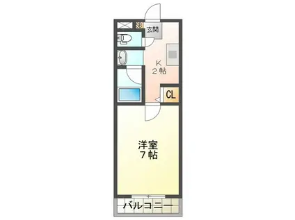 ベルサーヤ(1K/2階)の間取り写真