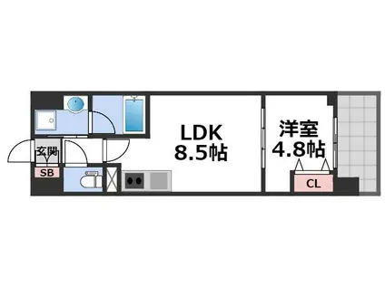 プラウディア今里(1LDK/3階)の間取り写真