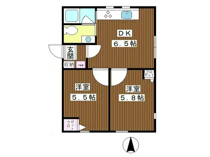 マルタメゾン(2DK/1階)の間取り写真