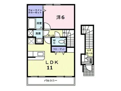 ミニヨン(1LDK/2階)の間取り写真