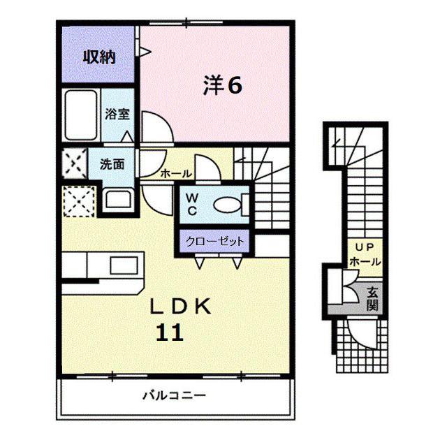 ミニヨン(1LDK/2階)の間取り写真