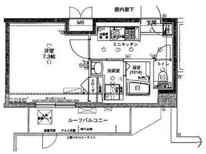 ヴィーダ世田谷桜丘(1K/2階)の間取り写真