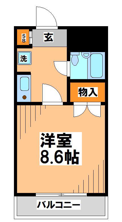 グリーンウッド(1K/2階)の間取り写真