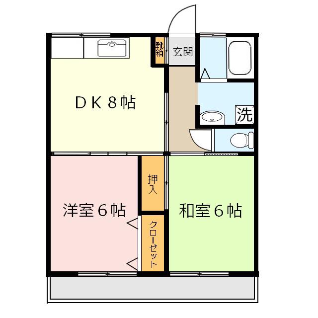 アーバンヒルズ(2DK/2階)の間取り写真