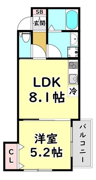 INOVE門真野里サウス(1LDK/2階)の間取り写真