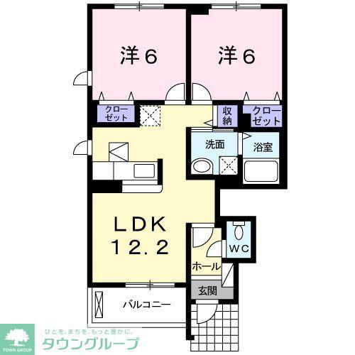 フルールI(2LDK/1階)の間取り写真