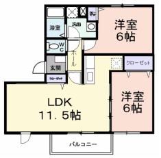 NEW ELDEM 若竹 III(2LDK/1階)の間取り写真