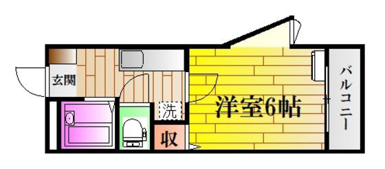 第二大下ビル(1K/4階)の間取り写真