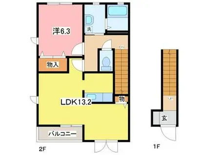 メゾンプレアデス(1LDK/1階)の間取り写真