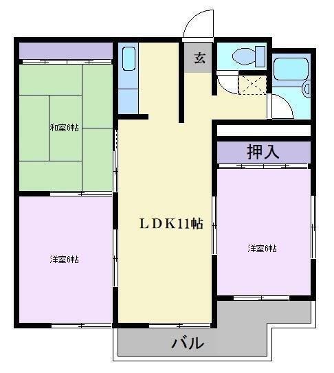 コーポ千萩(3LDK/3階)の間取り写真