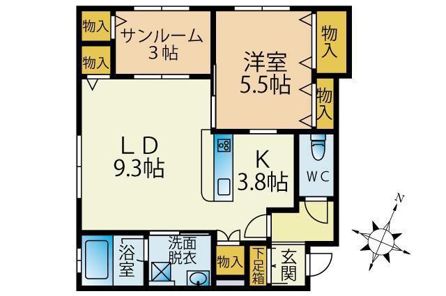 べるぽすとK(1LDK/2階)の間取り写真