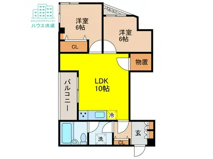 エスペランサ鍛冶屋町(2LDK/4階)の間取り写真