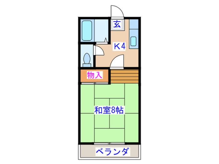 グローバル 1(1K/2階)の間取り写真