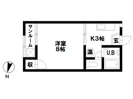 コーポヒバリ(1K/2階)の間取り写真