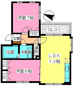 クレール今町(2LDK/1階)の間取り写真