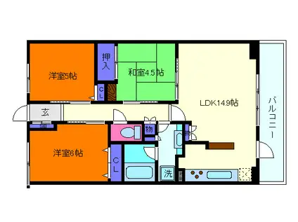 グレイスビュー六甲山手(3LDK/11階)の間取り写真
