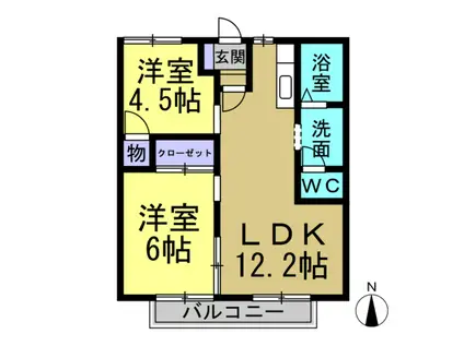 パークヒルズ梨子ノ木(2LDK/2階)の間取り写真