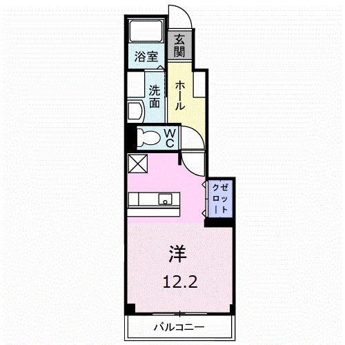 フルールM2(ワンルーム/1階)の間取り写真