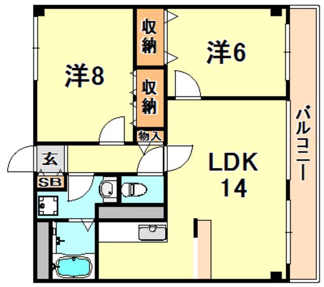 デュコムワイズ(2LDK/3階)の間取り写真