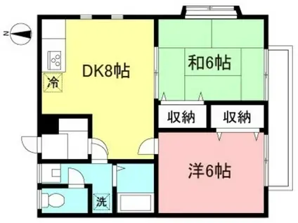 パレス銀嶺(2DK/2階)の間取り写真