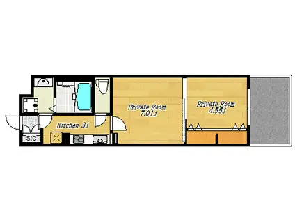 THE GRAND WASHU 堺町(2K/8階)の間取り写真