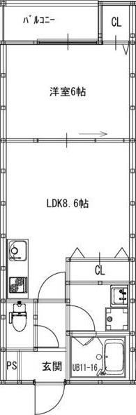 EIJU粉浜駅前(1LDK/1階)の間取り写真