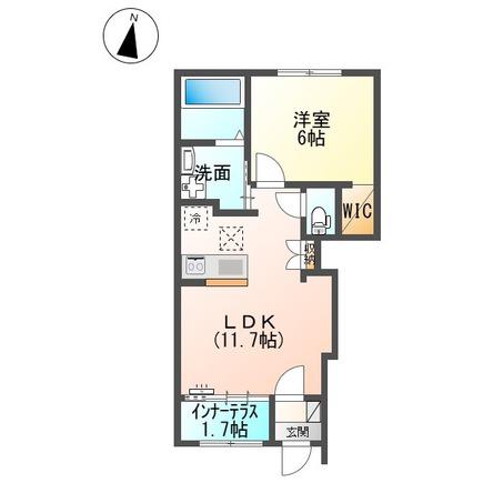 スターテラスII稲岡町(1LDK/1階)の間取り写真