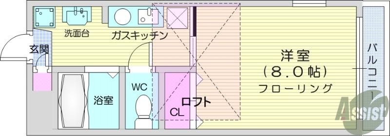 YMレジデンス(1K/2階)の間取り写真