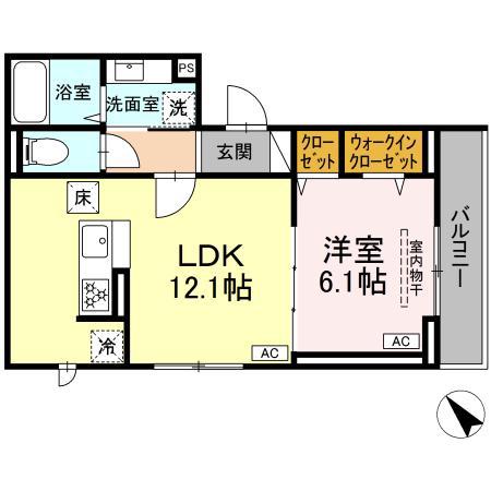ディー パイナ 登戸2(1LDK/2階)の間取り写真