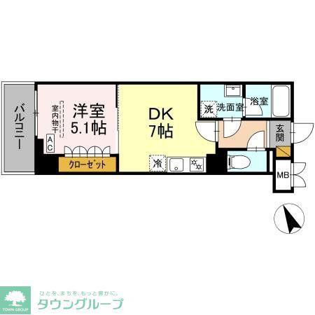 GRAND VILLAGE(1DK/4階)の間取り写真